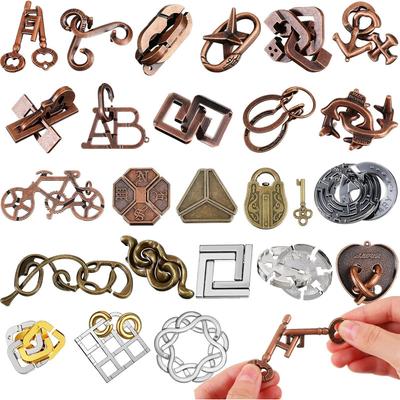 3Pcs Classic Iq Metal Brain Teaser Puzzle Set High Difficult Brain Teaser Magic Toys Unlock Interlocking Games Juegos De Ingenio
