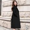 Autumn Winter Women Turn-down Collar Double Breasted Trench Office Lady Solid Long Trench with Belt