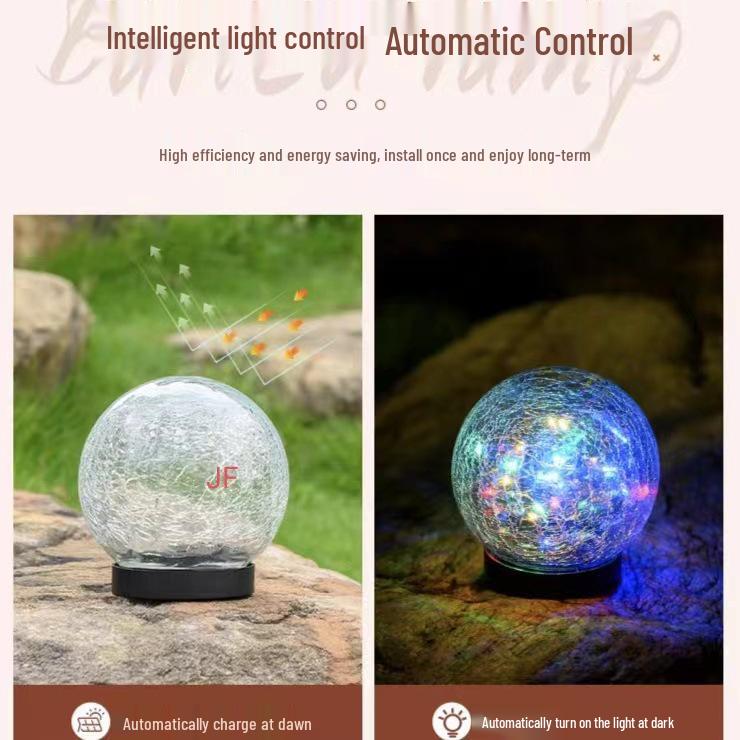 Solar Crackle Patio Light - Outdoor Waterproof Garden Landscape Lamp