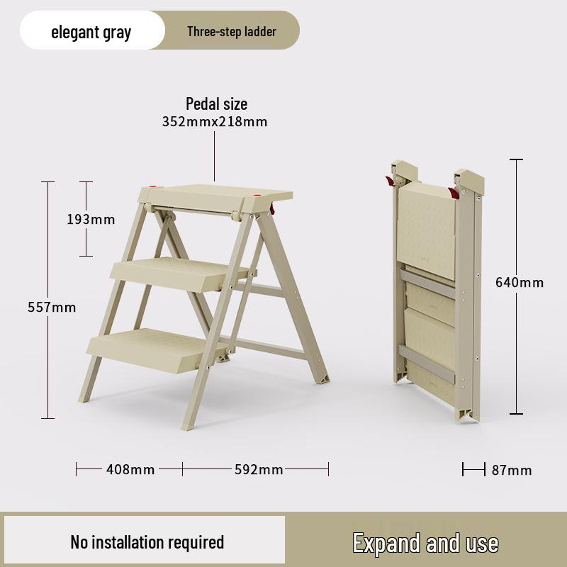 Kangya Le Multifunctional 3-Step Aluminum Folding Ladder for Home