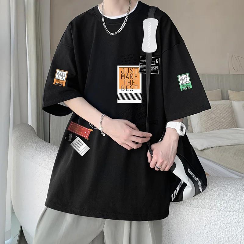 Men's Cotton T-shirts White Men's Oversized T-Shirt Summer Casual Wear Letter Print Tee Shirts for Men 5XL Male Clothes