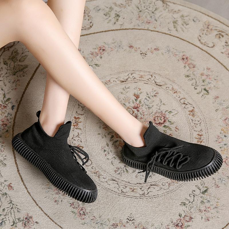 Mesh Breathable Casual Sports Shoes Lace-up Canvas Men's Shoes Socks Shoes Women's Spring and Autumn New Models
