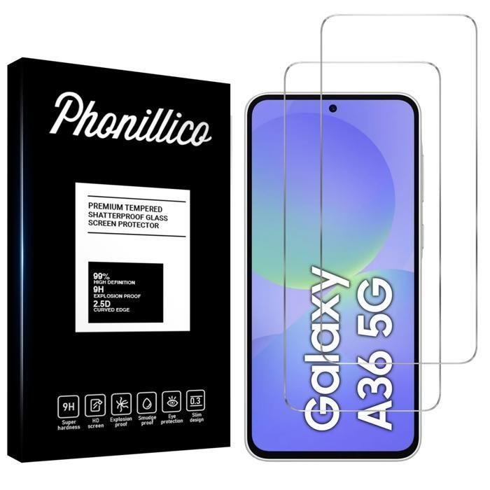 Verre Trempé - Phonillico® - Samsung Galaxy A36 5G - Pack de 2 - Résistant aux rayures - Transparent