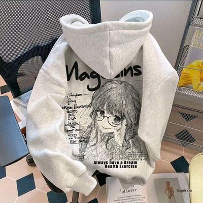 American Heavyweight Hoodie - Anime Incense Flower Bloom Print for Couples