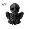 Retro Style Bone Texture Crafts 3D Printed Cthulhu Skull Statue Gothic Hollow Skeleton Decor Matte Black Desktop Storage for Paper Clips Horror
