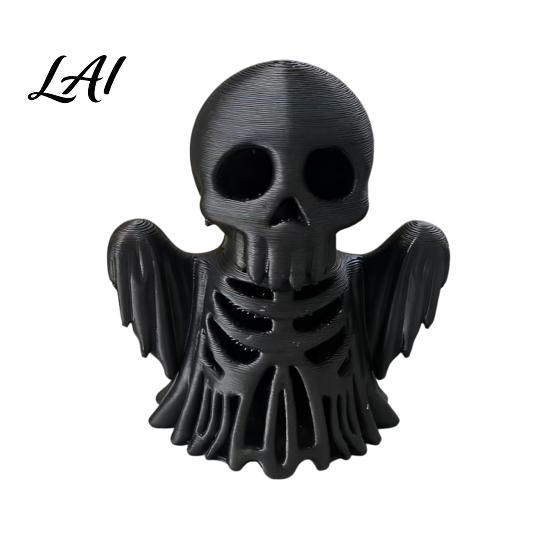 Retro Style Bone Texture Crafts 3D Printed Cthulhu Skull Statue Gothic Hollow Skeleton Decor Matte Black Desktop Storage for Paper Clips Horror
