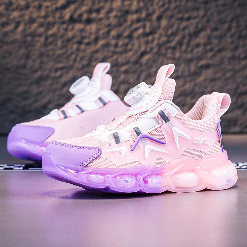 2025 Middle-aged and Older Children's Summer New Rotating Button Mesh Shoes, Lightweight Running Shoes for Students, Breathable and Casual for Classm