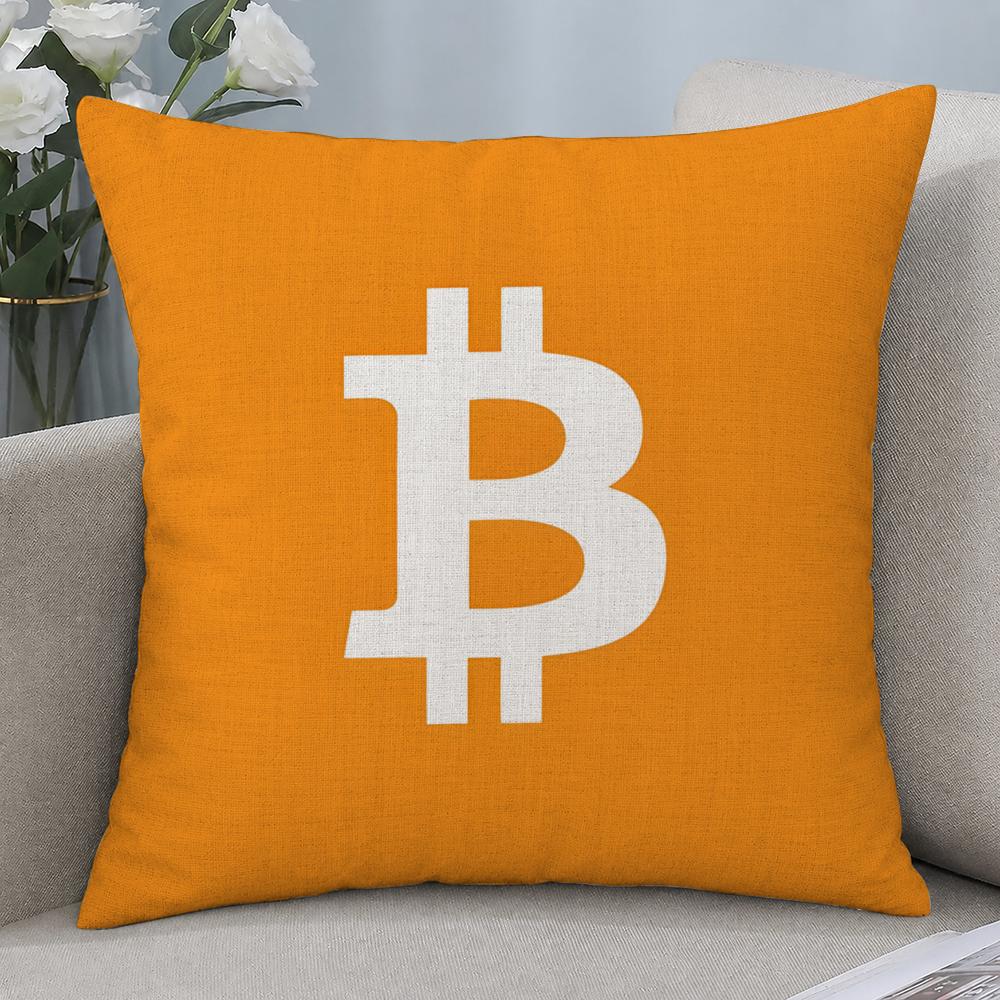 Cryptocurrency Bitcoin Cryptocurrency Btc Cushion Cover Cushion Covers Natural Linen Breathable Sofa Bedroom Decor Pillowcase