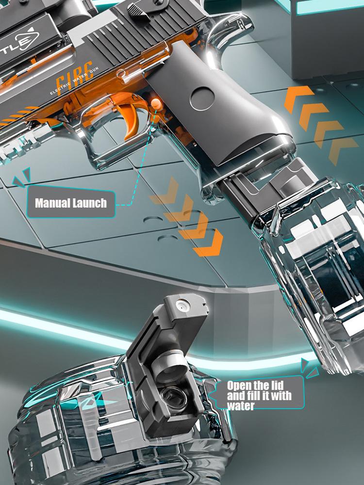 Water Gun Realistic LED Light Effects 2025 Summer Electric Water Gun Children Toy Fully Automatic Continuous Shooting Water Gun