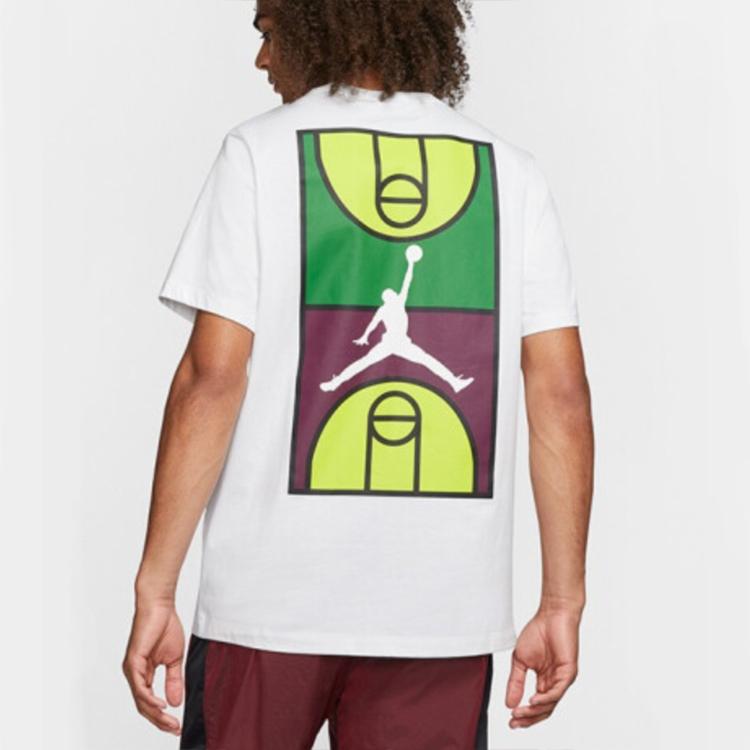 Air Jordan Court Graffiti Print Short Sleeve T-Shirt Men Tops White CJ6291-100