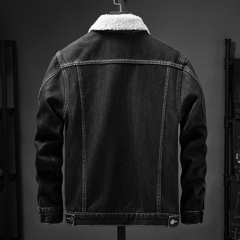 2018 Men's Winter Fleece-Lined Denim Jacket, Warm and Thickened, Korean Slim Fit, Plus Size Available