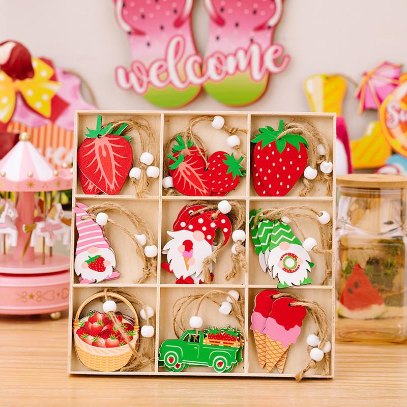 

Themed Summer Decorative Wooden Hanging Ornaments Featuring Watermelon And Strawberry Designs For Charming Dcor Home Watermelon A