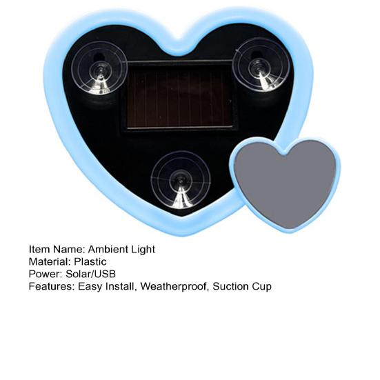 Solar Herz LED Auto Ambientebeleuchtung Kabellose Neon Dekorative Lampe für Innen Außen Saugnapfhalterung Wasserdicht Romantisches Geschenk für Paare