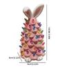 Happy Easter Bunny Tree Resin Bunny Figurines W/ Colorful Beads Tabletop Decor Lights Up Rabbits Spring Easter Decorations Gifts