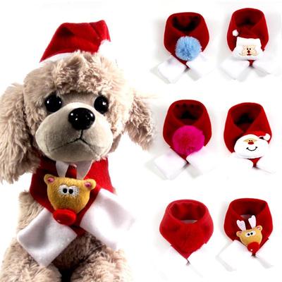 1pc Warm Red Pet Scarf Christmas Decorations Collar Cat Accessories Bib Cute Xmas Winter Fashion