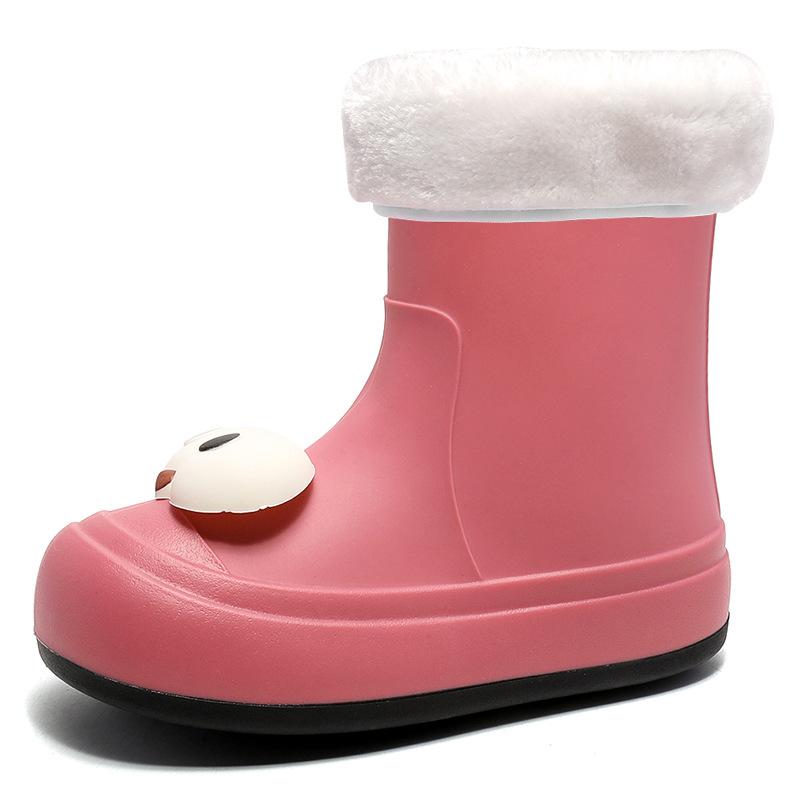 Stylish and cute women's medium tube rain shoes Cartoon rain boots Medium tube water boots Adult four-season warm and waterproof shoes for work wear
