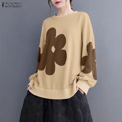 Women Casual Round Neck Loose Long Sleeve Blouse