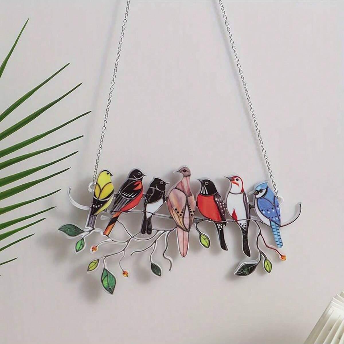 

1 шт. - Разноцветные украшения в виде птиц, акриловая панель, подвески на окно/стену, птицы, витражное окно, подвеска-ловец солнца, домашний декор разноцветный