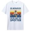 Herren Bodybuilding T-Shirt Pumping Training Crossfit Schwarzes T-Shirt Fitness Jesus Ist Mein Spotter T-Shirt Baumwoll-Tees Streetwear