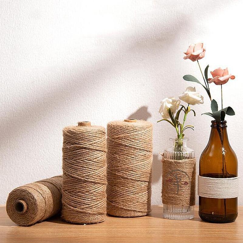 Natural Jute Twine Long Twine String Gift Wrapping Cord for Crafts Packaging Gardening Cat Scratching Climbing Post Decorations