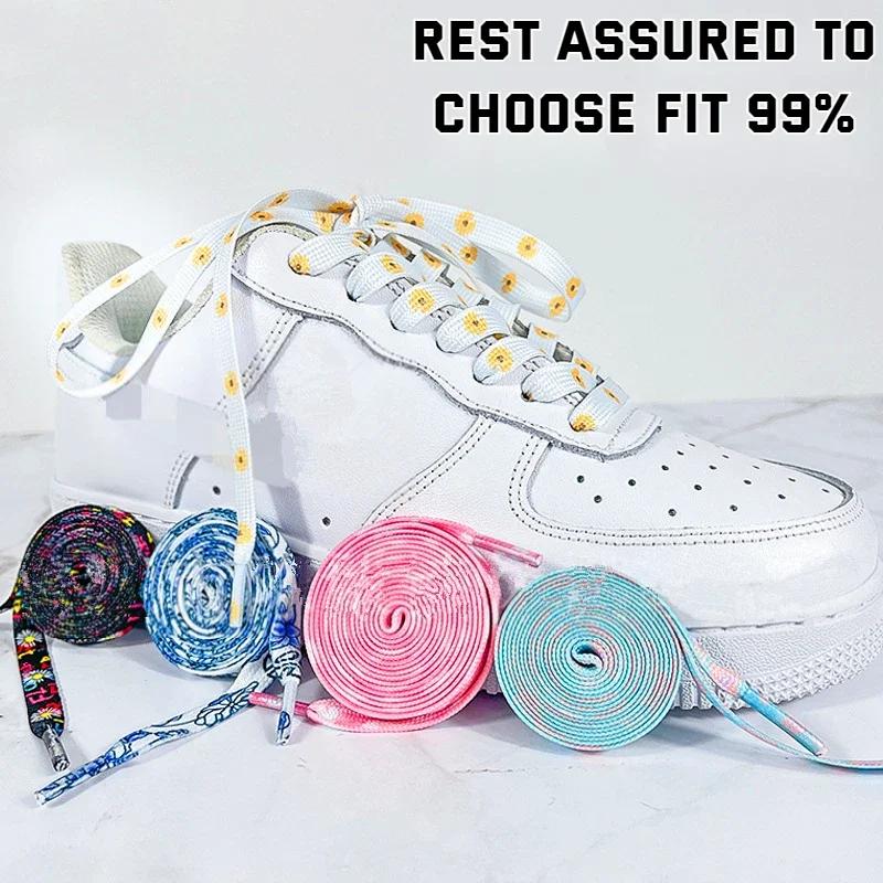 New Daisy Cherry Rope Shoe Laces Flower Shoelace for Sneakers Strap Sports Shoelaces Rubber Bands for AF1/AJ1 Shoes Accessories