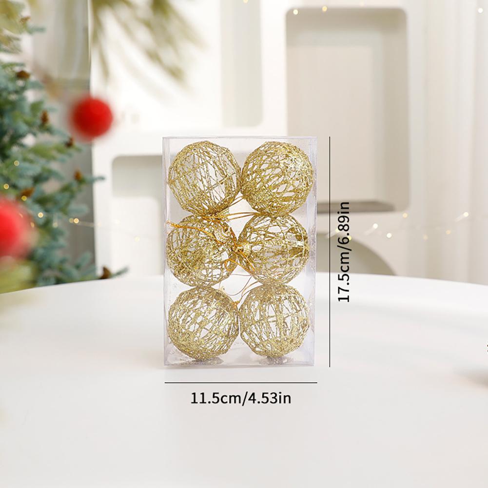 Christmas Gold Glitter Iron Wire Ball Vintage Christmas Tree Decor Hanging Christmas Gift Wrap Embellishment Home Holiday Decor