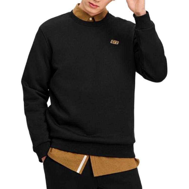 Skechers Knitted Crew Neck Pullover Long Sleeve Top And Cuffed Warm Drawstring Pants Hoodie Set Men sets L425M078-0018