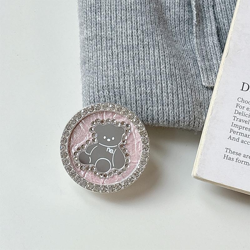 Creative Magnetic Desktop Drama Mobile Phone Airbag Holder Rhinestone Bear Mirror Advanced Sense Ring Female