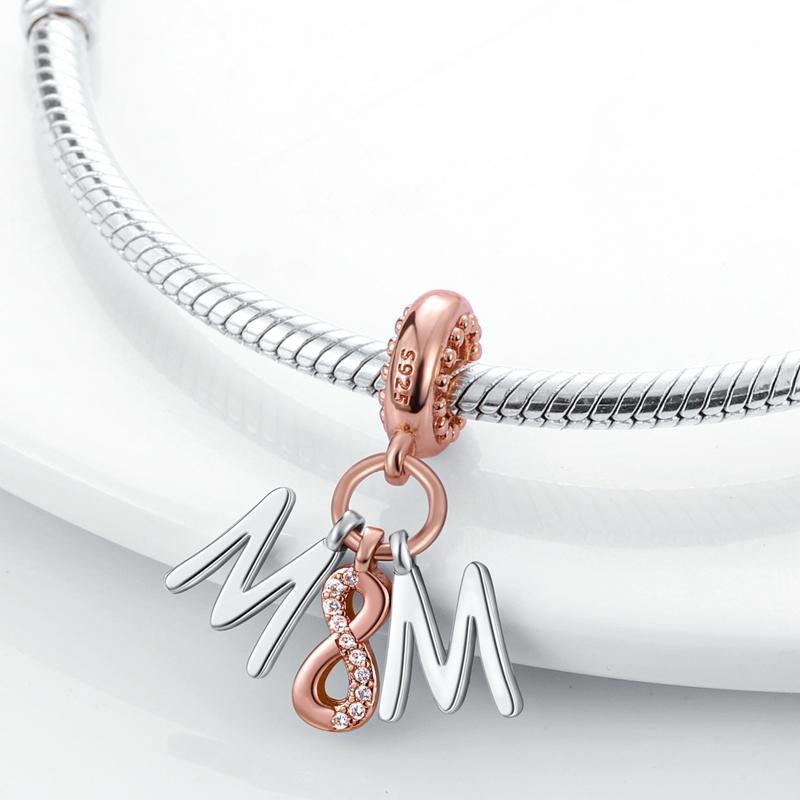 Original Copper Charms Beads Family Friendship Love Heart Charms Pendants Fit Bracelet Necklace Jewelry Gift Making