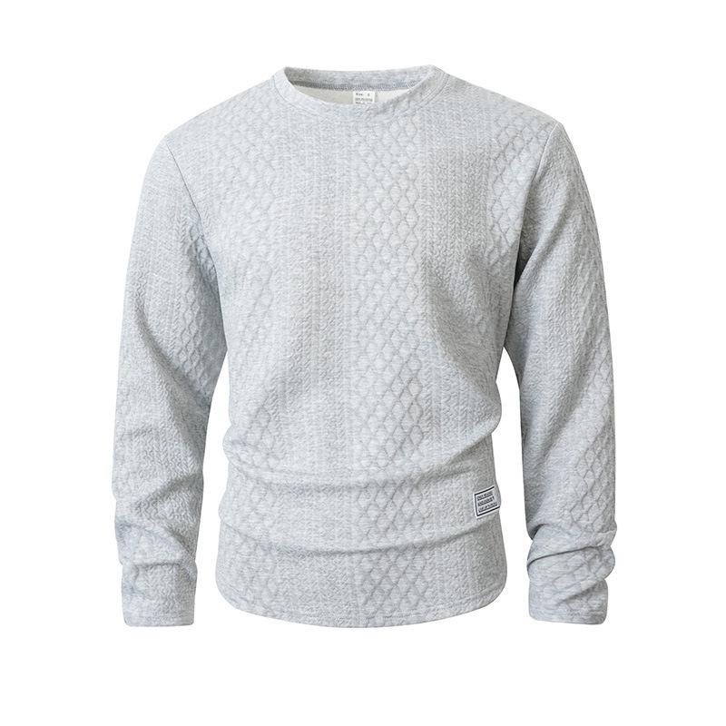 2025 Autumn/Winter Striped Round Neck Solid Color Casual Pullover Long Sleeve Hoodie Sweater