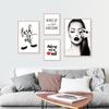 Makeup Girl Wall Pictures Art Print Life Beautiful Quote Canvas Painting Red Lip Art Poster Eyelash Wall Decor HD2705