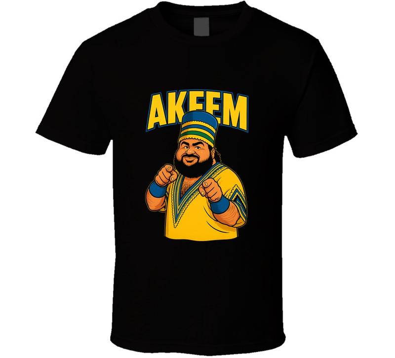 Akeem The Dream Retro Wrestling Caricature Unisex T-Shirt L