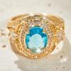 Vintage Exquisite Luxury Blue Zircon Ring for Women Personalized High-end Engagement Party Jewelry Gift Accessories