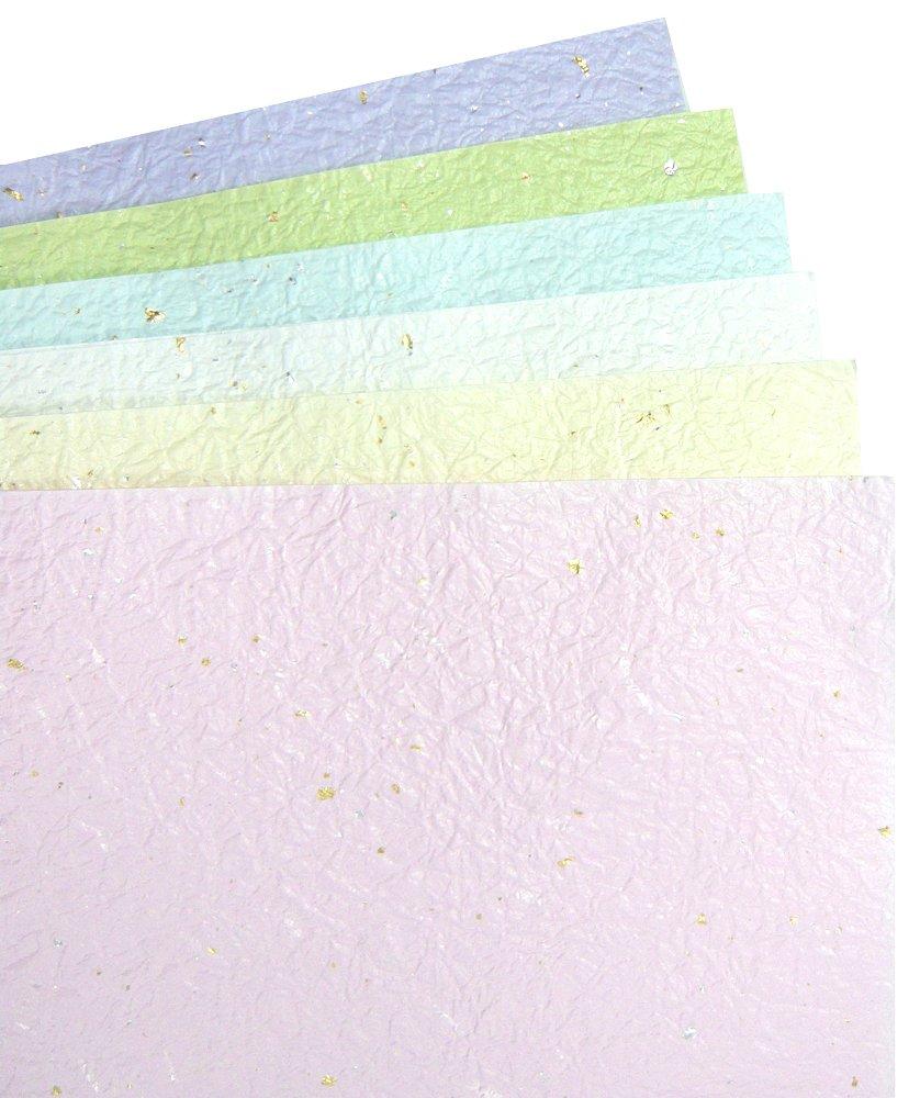 Kawasumi Washi Japanese Pastel Light Momi Washi Paper with Gold and Silver B4 X 6 12 Sheets Paper, Colors, Colors, Sprinkles, Size, Approx. 25.7 36.4