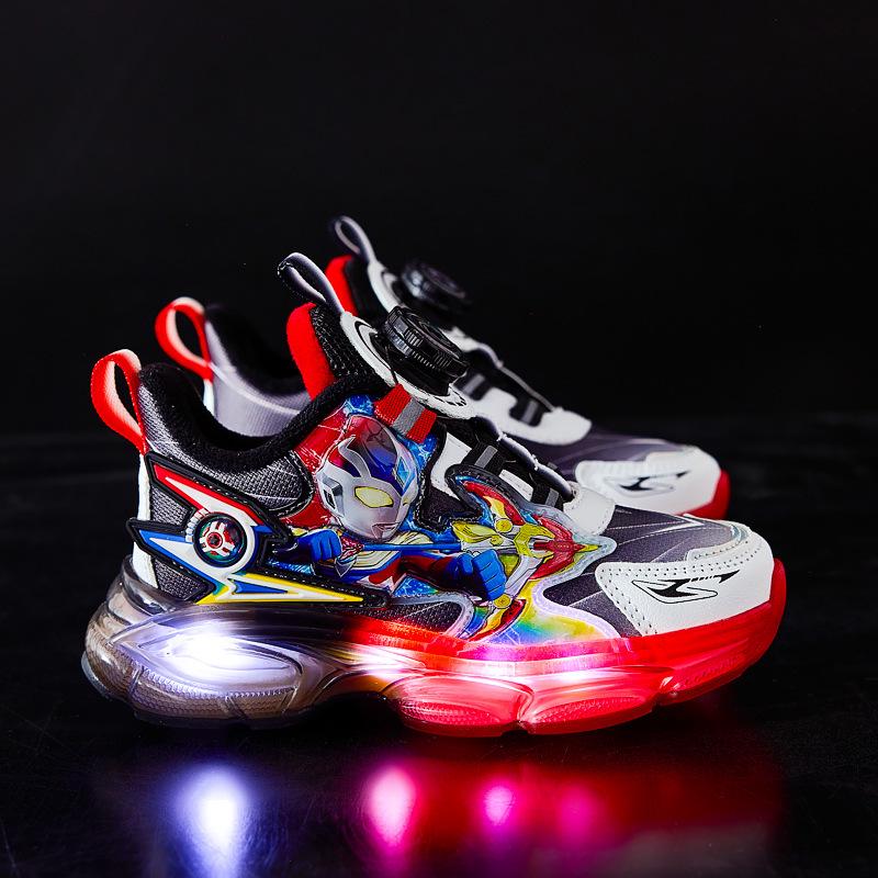 Boys' 2025 Winter Cartoon Sports Luminous Light-Up Shoes: Warm, Anti-Slip, Plus Velvet
