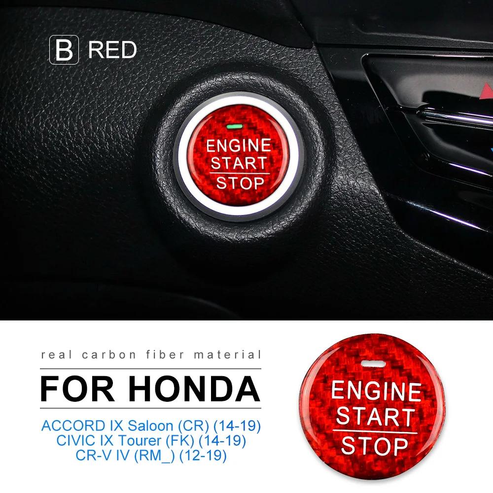 For Honda Civic IX Tourer CRV CR-V 4 Carbon Fiber Accord Accessories Interior Trim Car Engine Start Button Sticker Car Styling