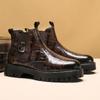 Martin Boots Casual Rubber Sole Round Head Low Top Square Heel Elastic Band British Martin Boots Large Size Men's Shoes