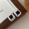 Square Mother-Of-Pearl Stud Metal Design Retro Celebrity Versatile Temperament French Small And Exquisite