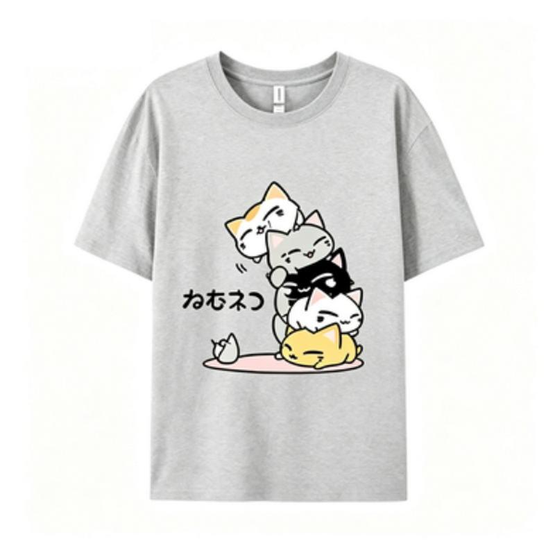 New summer style Korean version pure cotton shortsleeved top Unisex loose fit cartoon design versatile suitable for both Unisex wome