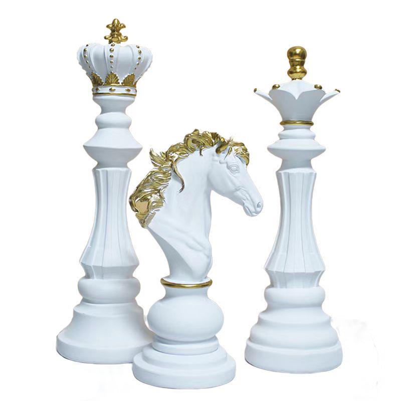 Nordic International Chess Ornament Set - King, Knight, Queen Resin Crafts Collection