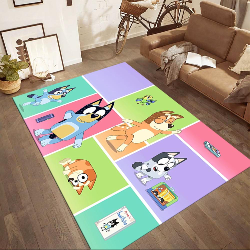 I tappeti quadrati Bluey's Playful Pals sono un'ottima scelta per soggiorni, camere da letto, arredamento della casa e come regali.