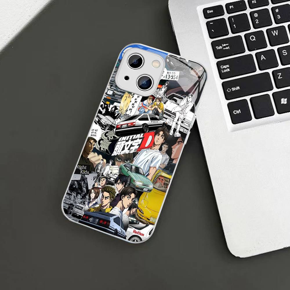 Road Racing Anime I-Initial D Tempered Glass For Iphone 14 13 12 11 Pro Mini XS MAX 14Plus X XS XR Cover