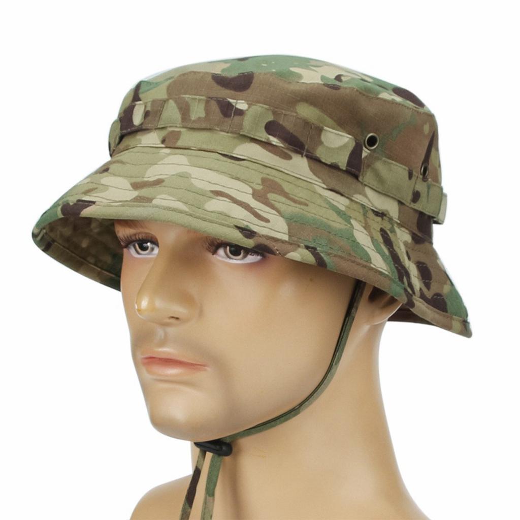 Outdoor Camouflage Short-brimmed Penney Hat, Summer Sunshade Fisherman Hat, Mountain Climbing, Fishing, Hiking And Hunting Round-brimmed Hat.
