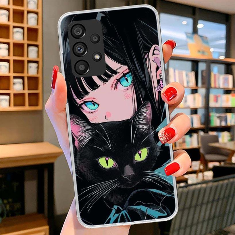 

Милые Аниме Девочки Черный Кот Чехол Для Телефона Для Samsung Galaxy A17 A37 A57 A16 A26 A36 A56 A15 A25 A35 A55 A14 A24 A34 A54 A13 A23 A33 Samsung A24