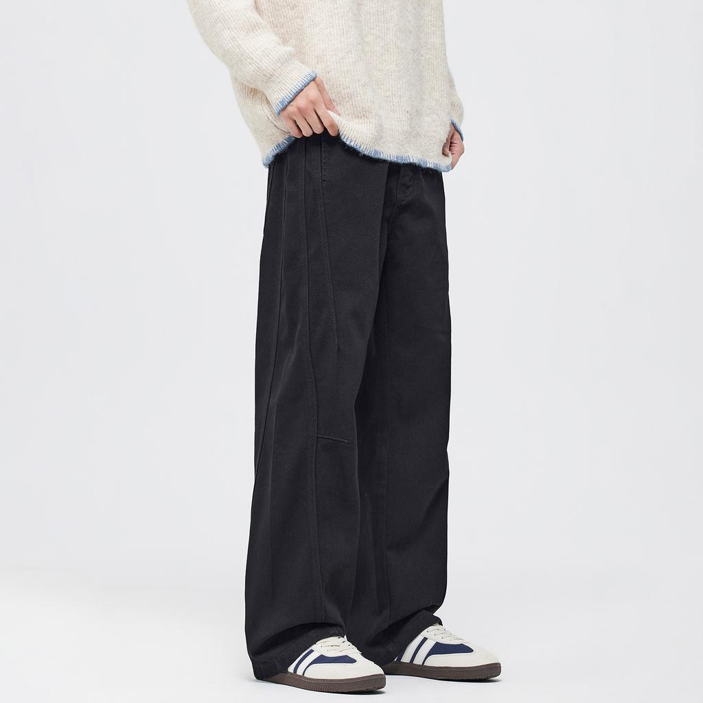 Twill cotton American straight casual pants design sense splicing trendy brand boys nostalgic loose breathable casual trousers