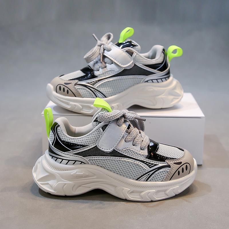 

Students Running Shoes Mesh Breathable Boys Girls Sneakers Versatile 2025 Spring Autumn Children Sports Shoes Soft Sole Comfort 27 серый