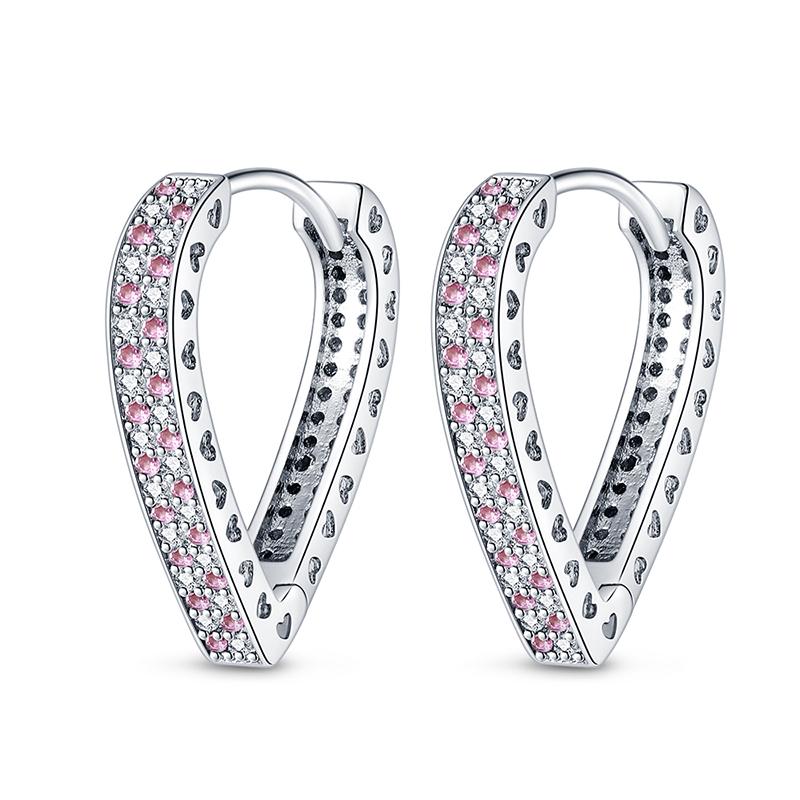 925 Sterling Silver Sweet Lovely Love Heart Series Jewelry Fashion Zircon Circle Hoop Earrings for Women Jewelry Gift Accessory
