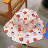 6-8Y Kids Summer Mesh Breathable Fisherman Hat Sweet Floral Strawberry Print Children Girls Sunshade Panama Cap Wide Brim Sunscreen Bucket Hats