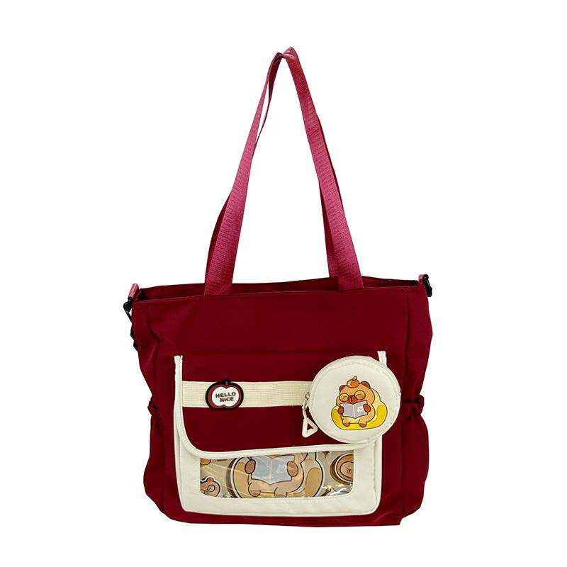 Contrasting color splicing primary and secondary school students cute class make-up storage bag Japanese new two-dimensional girl shoulder bag