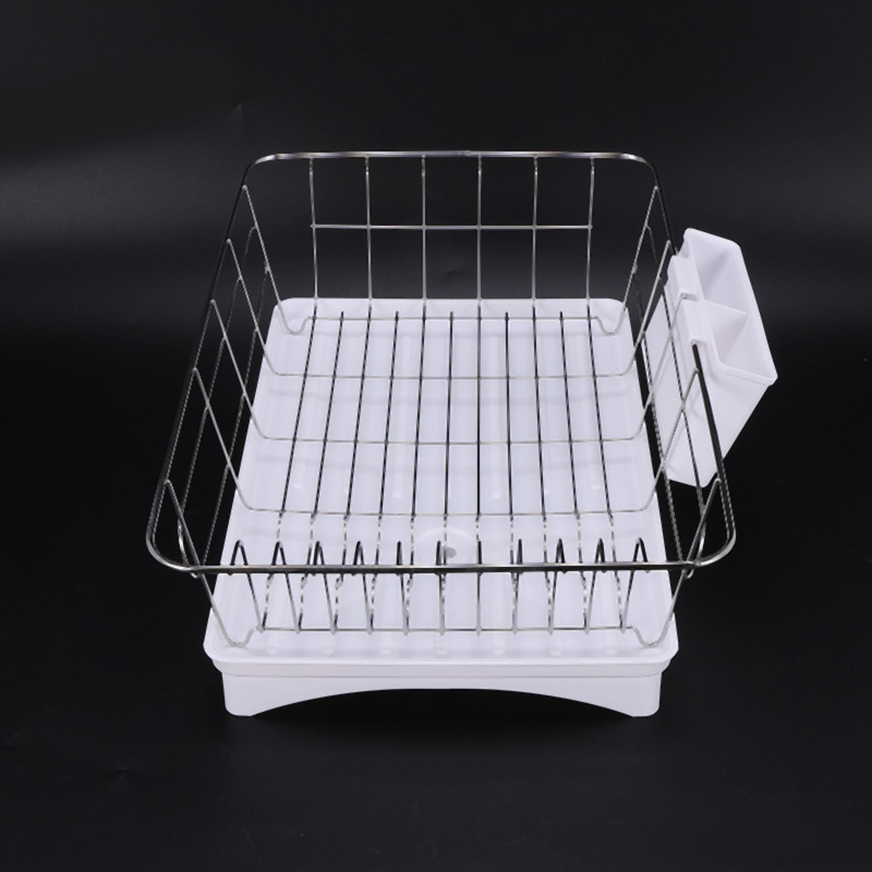 

Good-Stainless Steel Dish Drainer Drying Rack With 3-Piece Set Removable Rust Proof Utensil Holde For Kitchen Counter Storage Ra білий